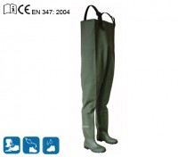 BOTA PVC VERDE PESCADOR CON PERNERA Y TIRANTES